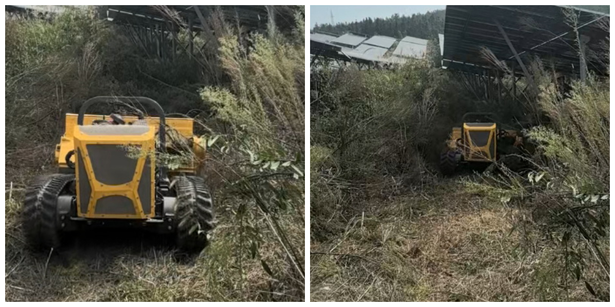 Tosaerba telecomandato per il funzionamento sotto i pannelli fotovoltaici Tosaerba telecomandato per il funzionamento sotto i pannelli fotovoltaici