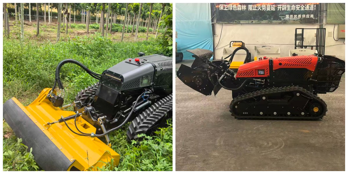 Remote control lawn mower for steep slopes