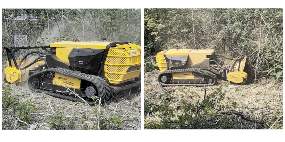 Remote-controlled robot suitable for forested areas with scattered wood coverage