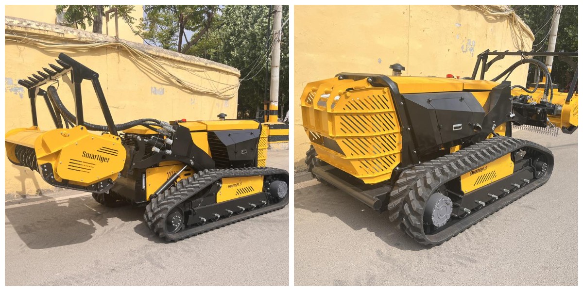 Remote-controlled robot suitable for forested areas with scattered wood coverage